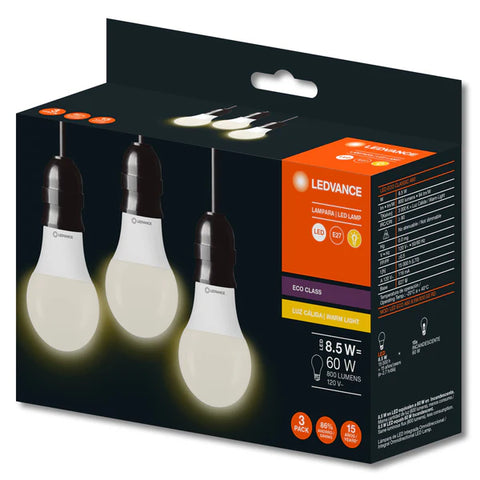 A19 3pack 8.5w Ledvance Bc